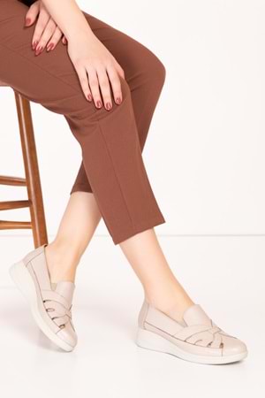 Gondol Hakiki Deri Topuk Dikenine Uygun Rahat Yazlık Ayakkabı elnr.5834 - Gri - 38