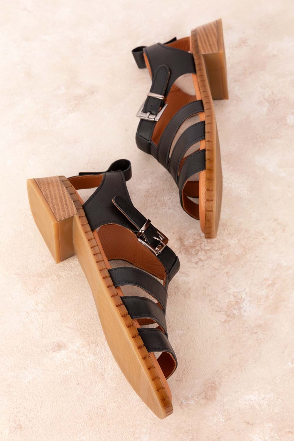 Gondol Kadın Hakiki Deri Rahat Günlük Sandalet byz.271 - Siyah - 36