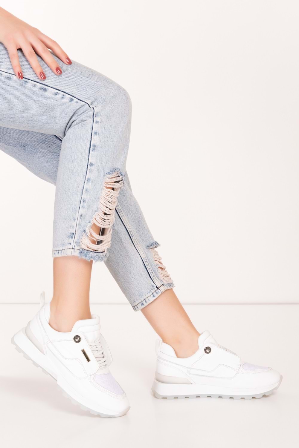 Gondol Kadın Içi Dışı Hakiki Deri Günlük Rahat Ayakkabı tnl.1001 - Beyaz - 38