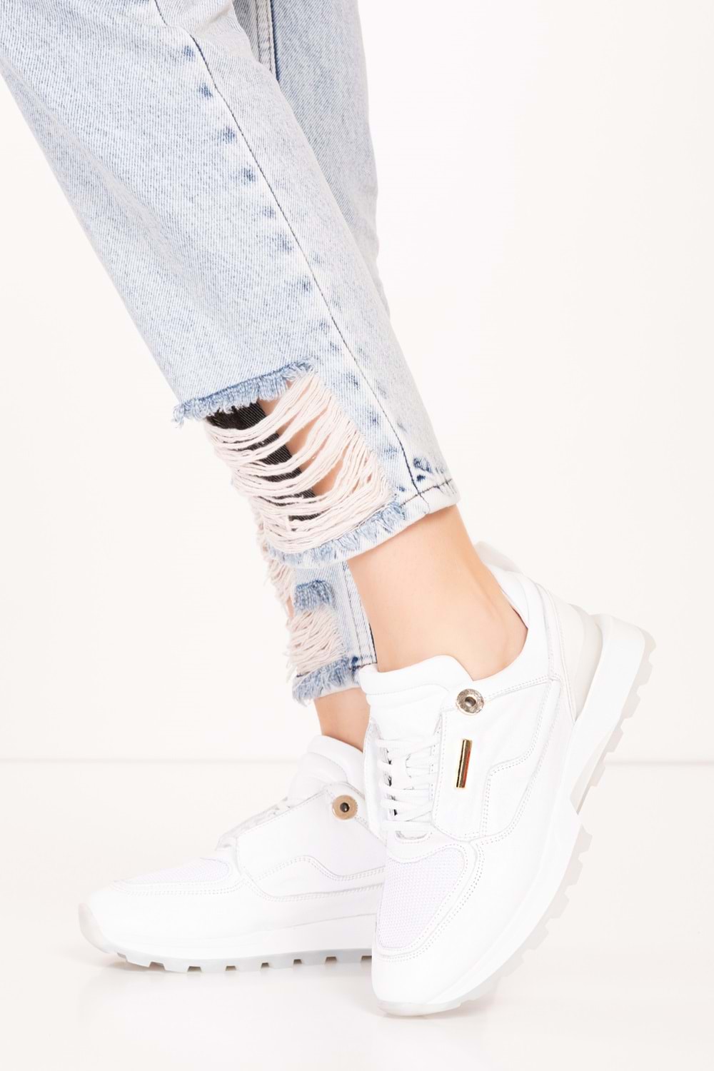 Gondol Kadın Içi Dışı Hakiki Deri Günlük Rahat Ayakkabı tnl.1001 - Beyaz - 38