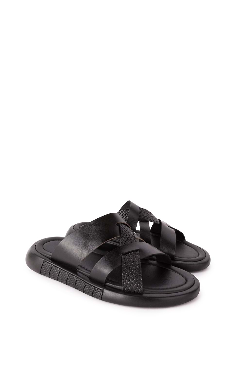 Gondol Erkek Hakiki Deri Terlik esm.448 - Siyah - 40