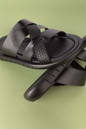 Gondol Erkek Hakiki Deri Terlik esm.448 - Siyah - 40