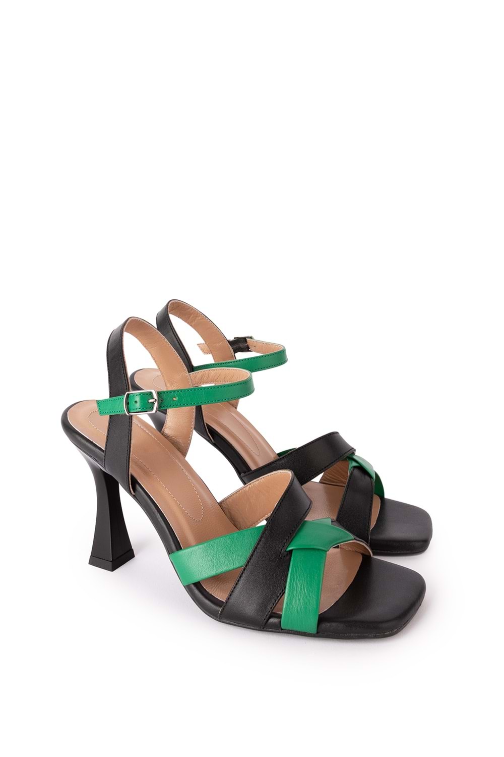 Gondol Kadın Hakiki Deri Renkli Topuklu Ayakkabı ast.6475 - Siyah Kombin - 38