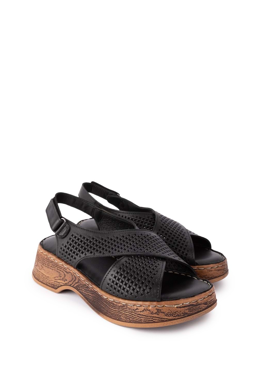 Gondol Kadın Hakiki Deri Günlük Rahat Günlük Sandalet iz.8400 - Siyah - 40