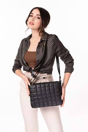 Gondol Kadın Kapitone Günlük Şık Çanta ald.4550 - Siyah Cilt