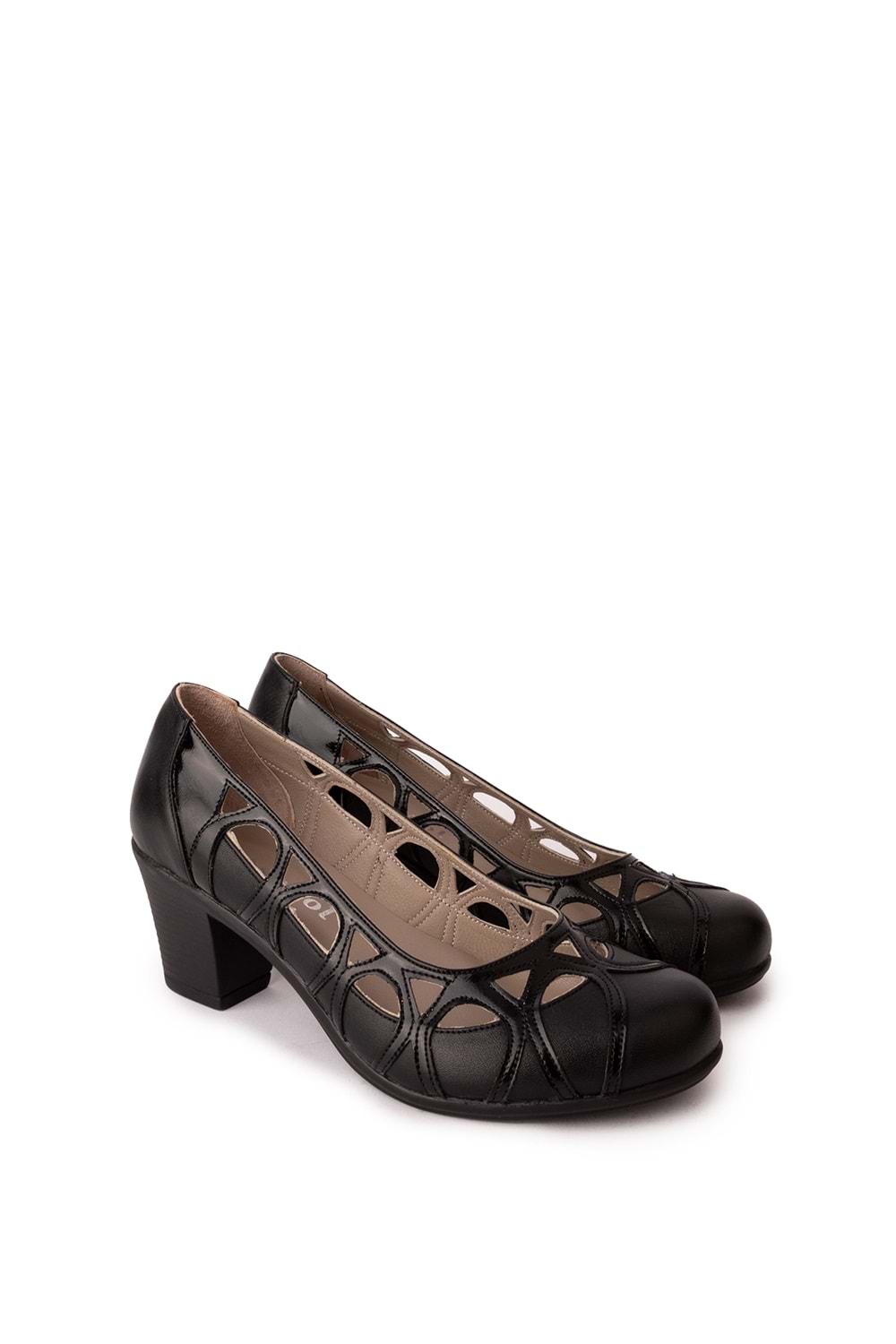 Gondol Kadın Hakiki Deri Yuvarlak Burun Topuklu Ayakkabı vdt.1640 - Siyah - 38