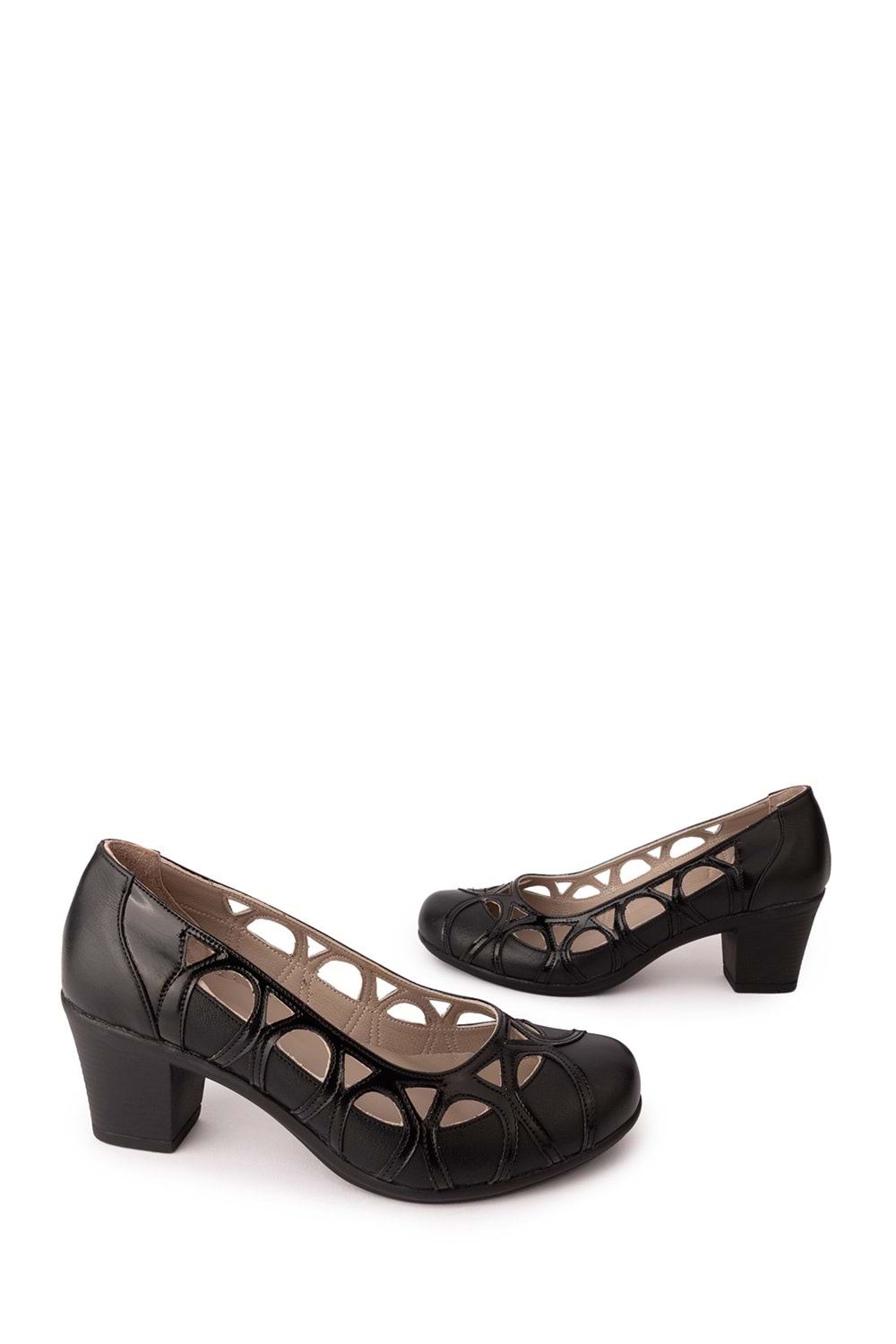 Gondol Kadın Hakiki Deri Yuvarlak Burun Topuklu Ayakkabı vdt.1640 - Siyah - 38