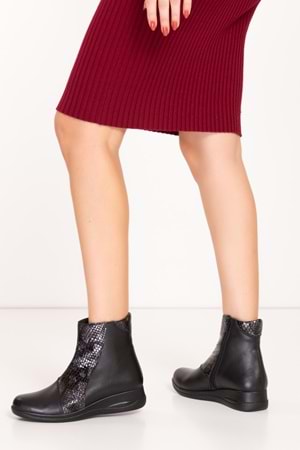 Gondol Kadın Hakiki Deri Yılan Detaylı Bot elnr.5912 - Siyah Yılan - 37