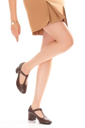 Gondol Hakiki Deri Orta Boy Topuklu Ayakkabı vdt.20 - Kahverengi - 37