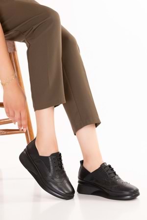 Gondol Hakiki Deri Anatomik Taban Rahat Ayakkabı elnr.3803 - Siyah - 41