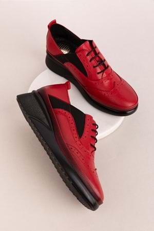 Gondol Hakiki Deri Anatomik Taban Rahat Ayakkabı elnr.3803 - kırmızı - 38