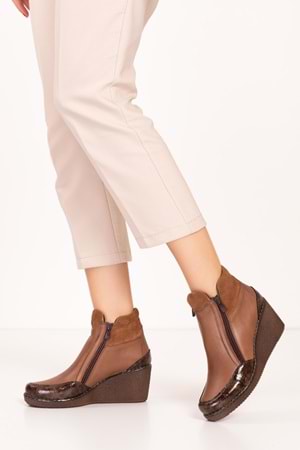 Gondol Kadın Hakiki Deri Günlük Anne Botu ell.7111 - Ceviz - 35