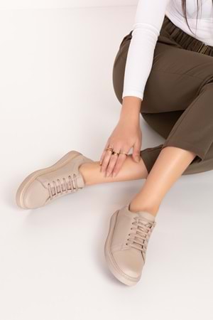 Gondol Hakiki Deri Rahat Günlük Ayakkabı pkr.909 - Vizon - 38