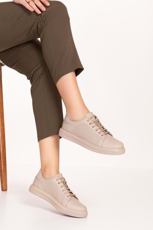 Gondol Hakiki Deri Rahat Günlük Ayakkabı pkr.909 - Vizon - 38