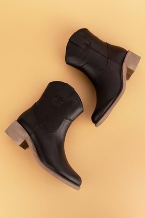 Gondol Kadın Hakiki Deri Western Bot anl.2871 - Siyah - 38