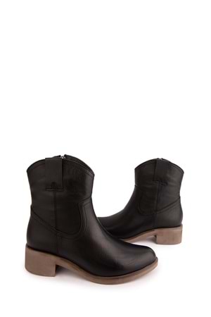 Gondol Kadın Hakiki Deri Western Bot anl.2871 - Siyah - 38
