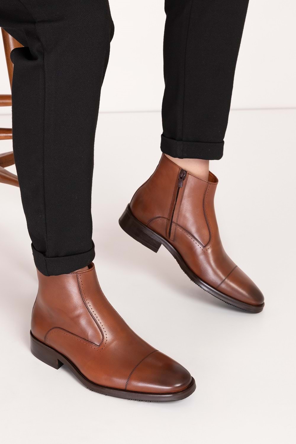 Gondol Erkek Hakiki Deri Klasik Sivri Burun Bot ny.490 - Taba - 40