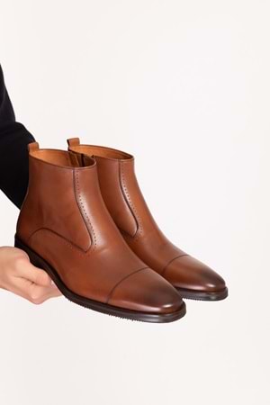 Gondol Erkek Hakiki Deri Klasik Sivri Burun Bot ny.490 - Taba - 40