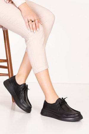 Gondol Hakiki Deri Günlük Hafif Oxford Loafer bel.401 - Siyah - 38