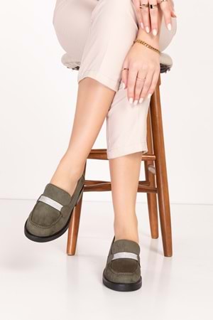 Gondol Günlük Hafif Oxford Loafer bel.410 - Haki Süet - 39
