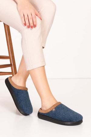 GONDOL İÇİ KÜRKLÜ RAHAT VE HAFİF EV TERLİĞİ EV.216 - Lacivert - 38