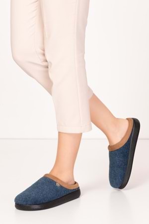 GONDOL İÇİ KÜRKLÜ RAHAT VE HAFİF EV TERLİĞİ EV.216 - Lacivert - 38