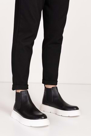 Gondol Erkek Hakiki Deri Hafif Eva Taban Yanları Lastikli Bot src.7004 - Siyah - 42