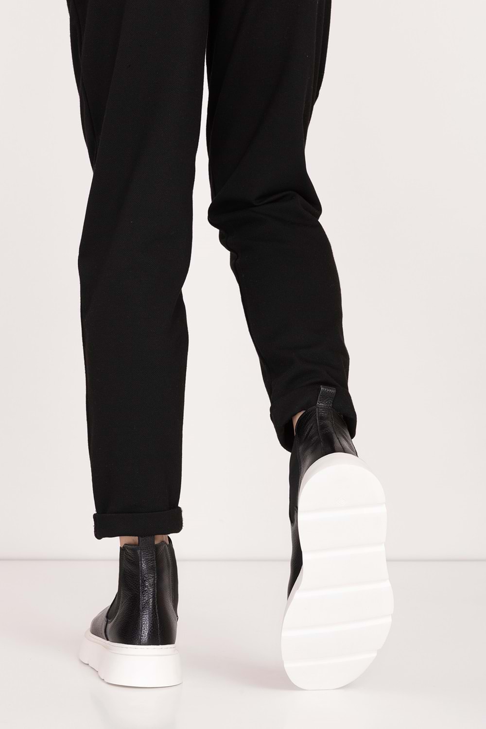 Gondol Erkek Hakiki Deri Hafif Eva Taban Yanları Lastikli Bot src.7004 - Siyah - 42