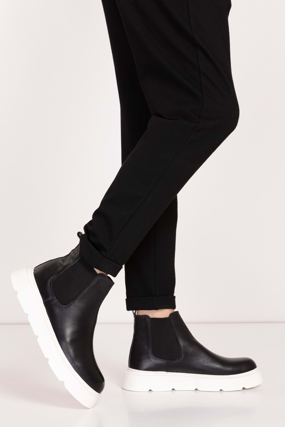 Gondol Erkek Hakiki Deri Hafif Eva Taban Yanları Lastikli Bot src.7004 - Siyah - 42