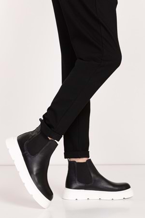 Gondol Erkek Hakiki Deri Hafif Eva Taban Yanları Lastikli Bot src.7004 - Siyah - 42