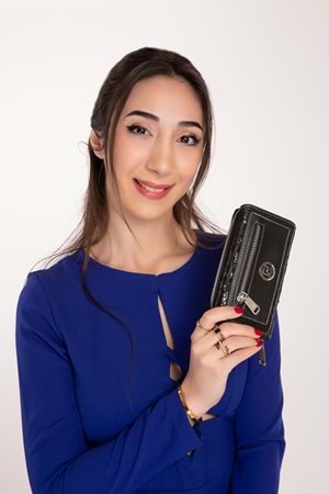 Gondol Çok Gözlü Kullanışlı Şık Cüzdan gp.1120 - Siyah Yılan - TEK EBAT