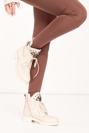 Gondol Kadın Hakiki Deri Günlük Postal wst.3019 - Kemik - 38