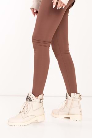 Gondol Kadın Hakiki Deri Günlük Postal wst.3019 - Kemik - 38