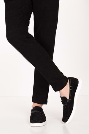 Gondol Erkek Hakiki Deri Hafif Taban Loafer Ayakkabı tx.12631 - Siyah Süet - 43