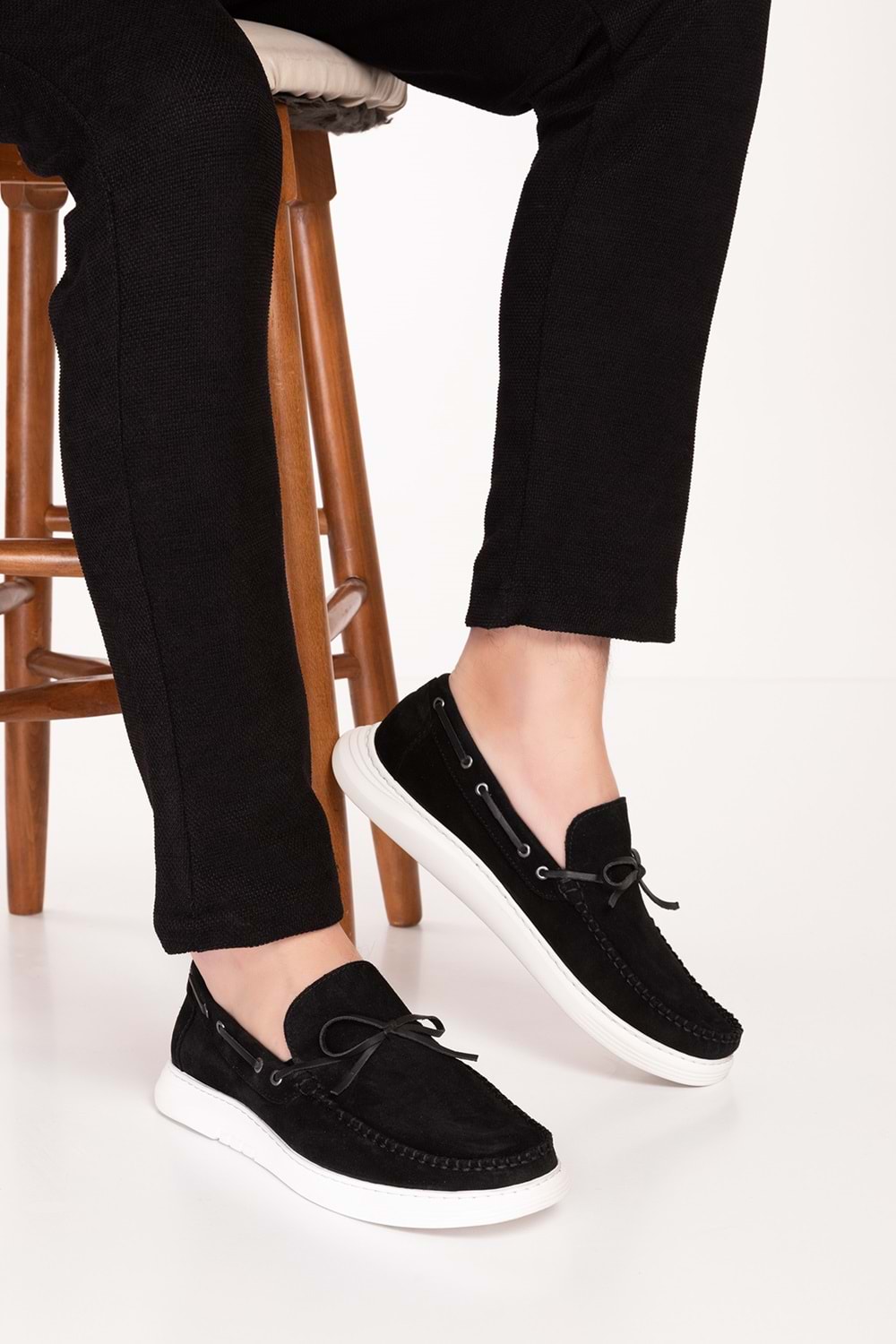 Gondol Erkek Hakiki Deri Hafif Taban Loafer Ayakkabı tx.12631 - Siyah Süet - 43