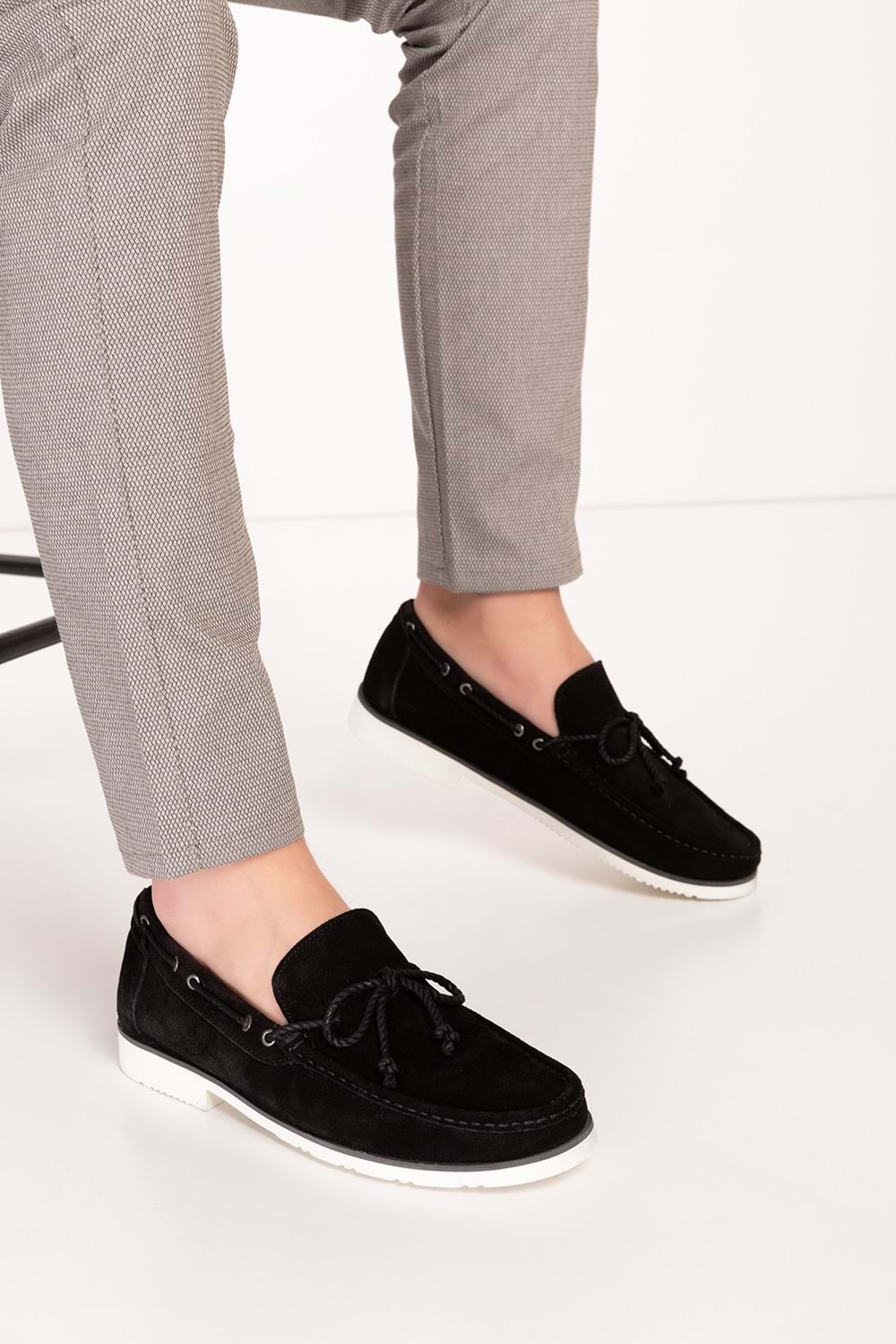 Gondol Erkek Hakiki Deri Hafif Taban Loafer Ayakkabı tx.13361 - Siyah Süet - 41