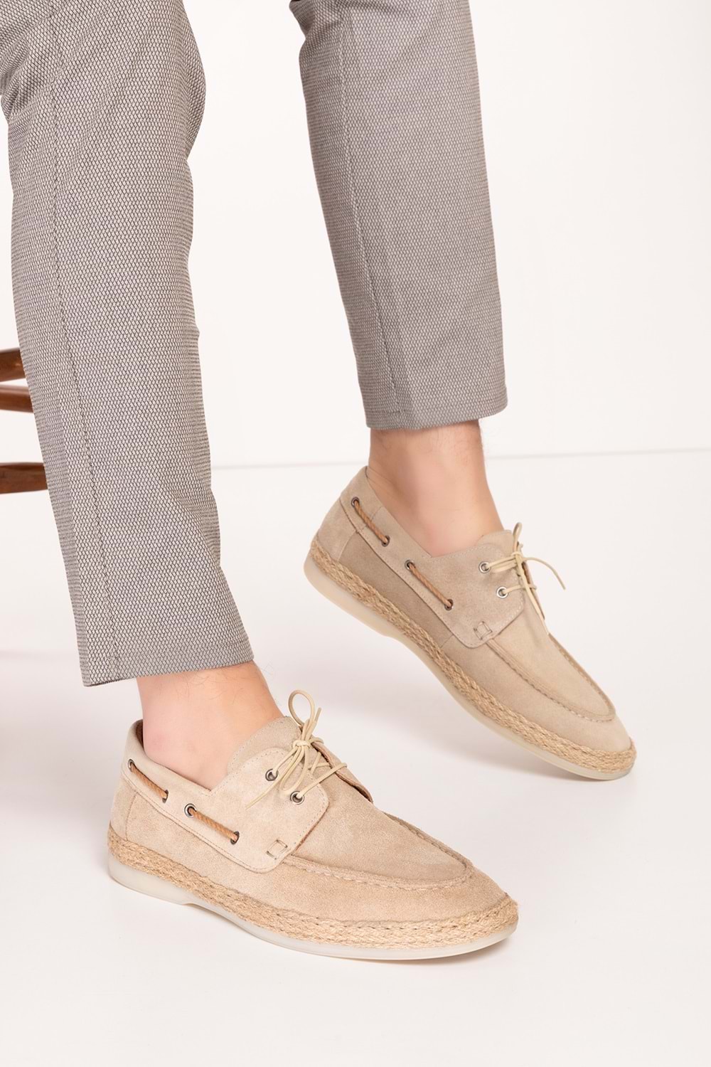 Gondol Erkek Hakiki Deri Hafif Taban Loafer Ayakkabı tx.78283 - Bej Süet - 41