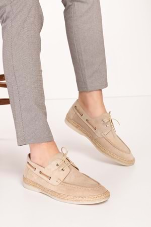 Gondol Erkek Hakiki Deri Hafif Taban Loafer Ayakkabı tx.78283 - Bej Süet - 41