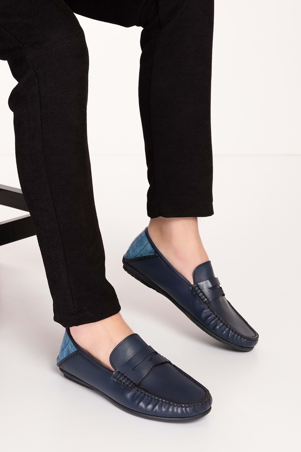 Gondol Erkek Hakiki Deri Hafif Taban Loafer Ayakkabı tx.13023 - Lacivert - 40