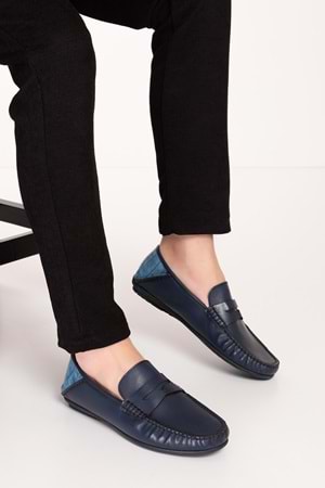 Gondol Erkek Hakiki Deri Hafif Taban Loafer Ayakkabı tx.13023 - Lacivert - 40