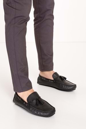 Gondol Erkek Hakiki Deri Hafif Taban Loafer Ayakkabı tx.12502 - Siyah - 42