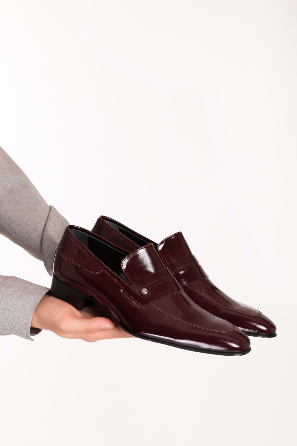 Gondol Erkek Hakiki Deri Kösele Taban Klasik Ayakkabı tx.8378 - Bordo Rugan - 40