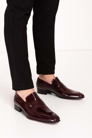 Gondol Erkek Hakiki Deri Kösele Taban Klasik Ayakkabı tx.8378 - Bordo Rugan - 40