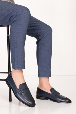 Gondol Erkek Hakiki Deri Kösele Taban Klasik Ayakkabı tx.8764 - Lacivert - 43