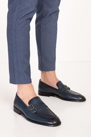 Gondol Erkek Hakiki Deri Kösele Taban Klasik Ayakkabı tx.8764 - Lacivert - 43