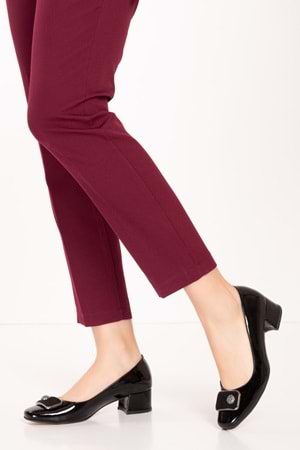 Gondol Kadın Hakiki Deri Klasik Topuklu Ayakkabı tx.834 - siyah rugan - 36