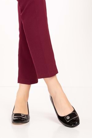 Gondol Kadın Hakiki Deri Klasik Topuklu Ayakkabı tx.834 - siyah rugan - 36