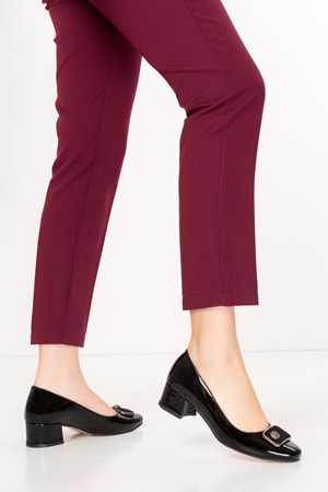 Gondol Kadın Hakiki Deri Klasik Topuklu Ayakkabı tx.834 - siyah rugan - 36