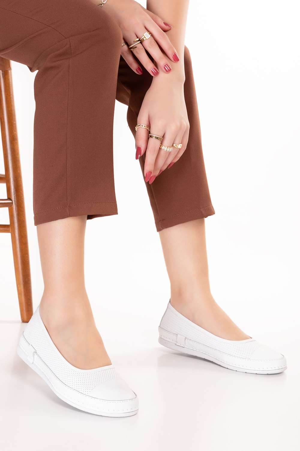 Gondol Hakiki Deri Rahat Yazlık Ayakkabı usl.2154 - Beyaz - 38