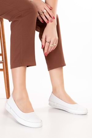 Gondol Hakiki Deri Rahat Yazlık Ayakkabı usl.2154 - Beyaz - 38